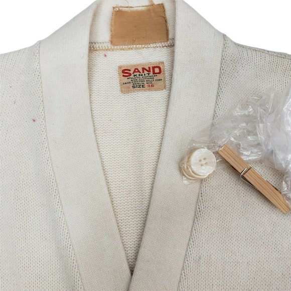 VINTAGE LETTERMAN Cardigan mid 1950s Sand Knit size 36 - Picture 2 of 8